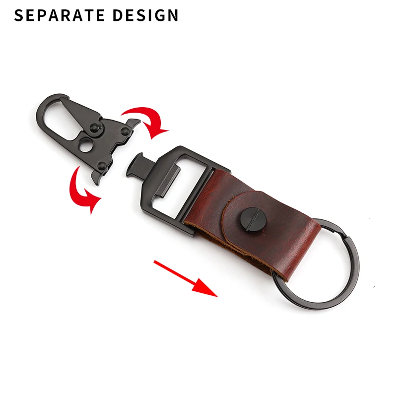 2021 Fashion Outdoor Vintage Leather EDC Bottle Opener Keychain Holder Luxury Multifunction Aluminum Smart Carabiner Keychains | Багаж и