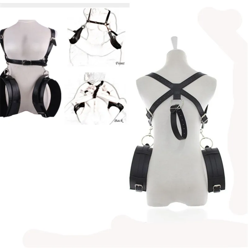 Leather Sponge BDSM Bondage Restraints Open Leg Adult SM Game Restrain Ropes font b Sex b