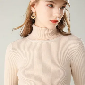 

2019 Super Autumn Winter Turtleneck Sweater Women Pullover Sweater Knitted Women Tops Jumper loose Basic Sweaters Pull Femme