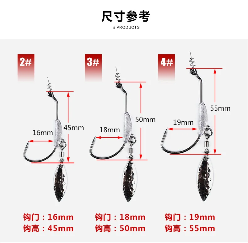 2/3/4 wide belly single hook with lead crank sequin lures lead jig head with VIB spinnerbait weightier Sinker Anticorrosive