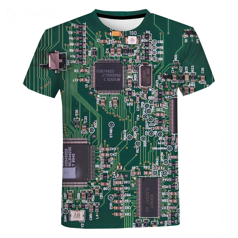 Electronic Chip Hip Hop T Shirt Men Women 3D Machine Printed Oversized T-shirt Harajuku Style Summer Short Sleeve Tee Tops 1