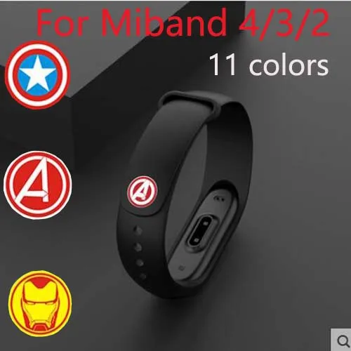 Горячая Марвел из Мстителей фильм герой для Xiaomi mi Band 4 3 2 Браслет ремешок mi band 3 2 наручный ремешок для mi band 2 3 4 силиконовый