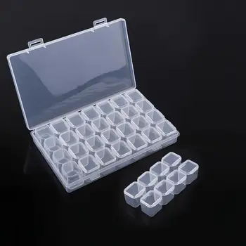 

28 Grids Separate Slot Storage Case Empty Clear Plastic Pillbox Jewelry Bead Display Nail Art Rhinestone Organizer Box Container