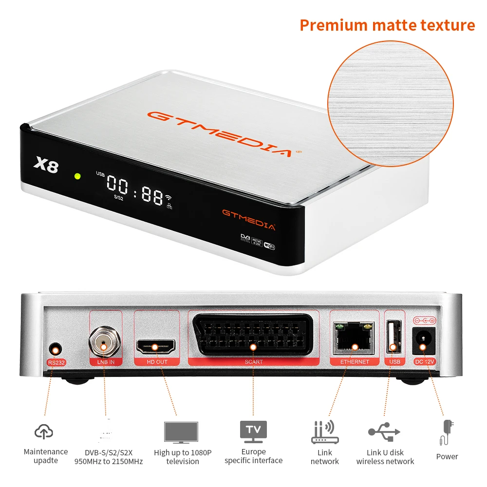 fire tv box Gtmedia X8 Combo Satellite Receiver DVB-S/S2/T2 Built in Wifi Gt media X8 Same as Gtmedia V8 NOVA V9 Super H.265 1080P No app best outdoor antenna