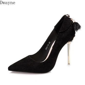 

2019 spring new black high heel sexy pointed shallow mouth single shoes female professional red bride wedding shoes