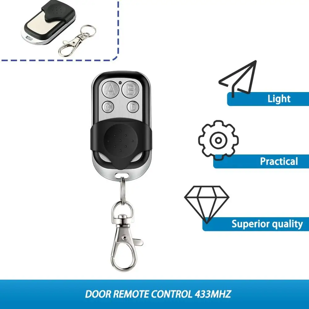 

Universal Cloning Key Fob Remote Control With 4 Keys 12V 27A Battery 433mHz RF for Garage Door Gate Car Copy Code Free Shippping