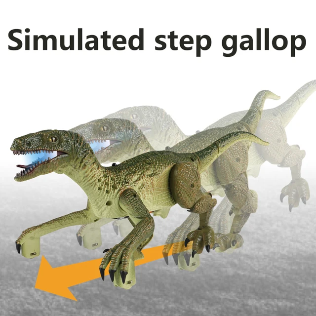 2.4G RC Simulation Dinosaur Walking Roaring with LED Eyes Electric Remote Controlled Velociraptor Jurassic Children Xmas Gift 2