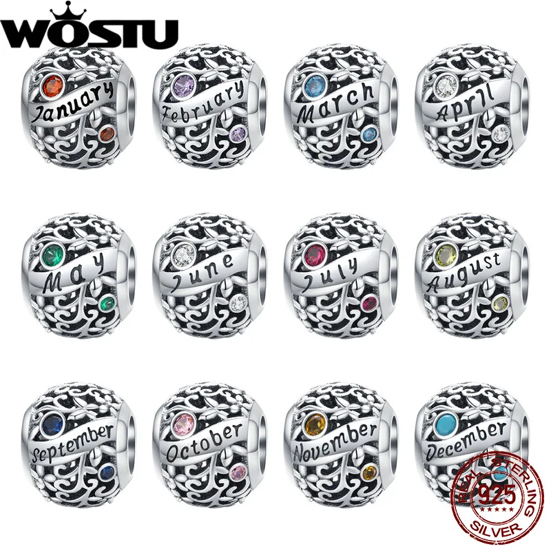 WOSTU 100% настоящие серебряные бусины 925 пробы браслеты с подвесками подходят к