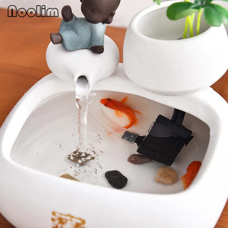 Ручной Работы Керамический маленький монах водные украшения для фонтана офисные настольные Миниатюрные для аквариума фэн шуй водной Пейзаж украшения дома подарки