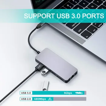 

8 IN 1 USB C Dock HDMI RJ45 Adapter Multi-port Type C Hub Splitter usb hub Macbook accessories usb c type c 3.1
