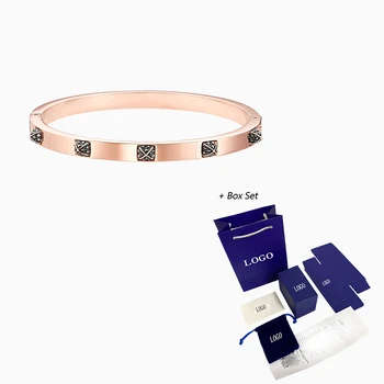 

2020 Fashion Accessories SWA New TACTIC BANGLE, BLACK, ROSE-GOLD TONE PLATED Bracelet Female Rose Gold Men Elegant Romantic Gift