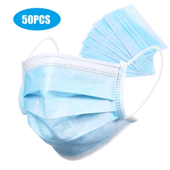 

20/50/100PCS fast shipping Anti-Pollution Filter Safety Dust Face Mask Disposable PM2.5 Protect 3 Ply Non-woven Meltblown Masks