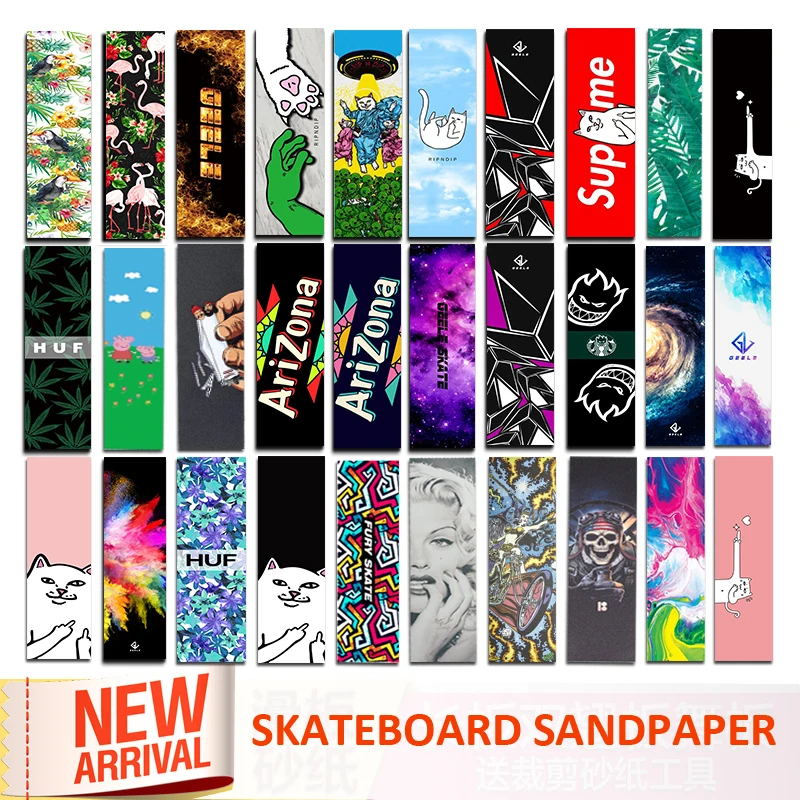 

Digital Spray Emery Double Rocker Skateboard Sandpaper Skate Board Deck Sticker Sandpaper Scooter Griptape Longboard Abrasive