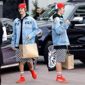 

NAGRI New Plaid Shorts New Fashion Hip Hop Men Women Black White Checked Shorts Drawstring Waist Boy Girl Couple Plaid Shorts