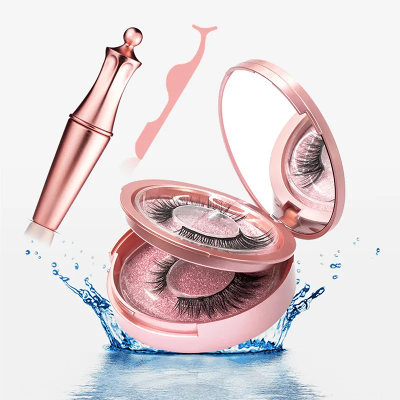 

Two Pair Magnetic False Eyelashes Magnetic Eyeliner 5 Magnets Natural Fake False Eyelashes Extension +Tweezers Eye makeup Set