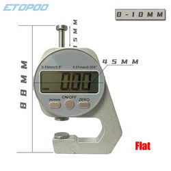 Enhanced Zinc Alloy Digital Display Thickness Gauge - Electronic LCD Micrometer for Precise Wall Measurement, Metric/Imperial, 0 - 20mm Range (0 - 10 mm flat)