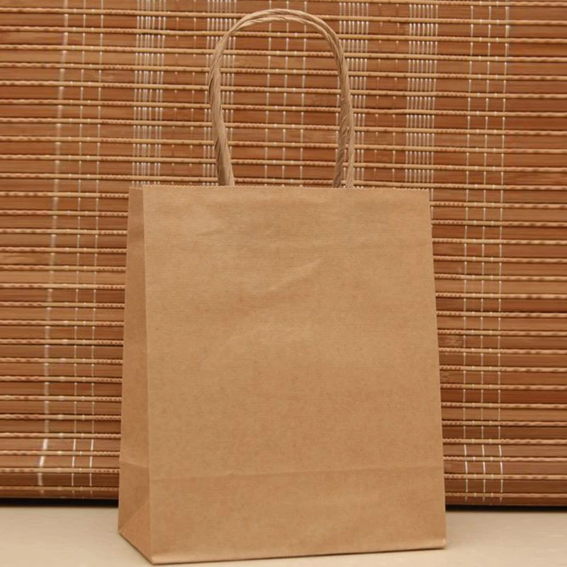 

Brown Paper Handled Kraft Paper Jewelry Gift Packaging Shopping Bags For Boutique, 50pcs/lot 18x15x8cm Z180