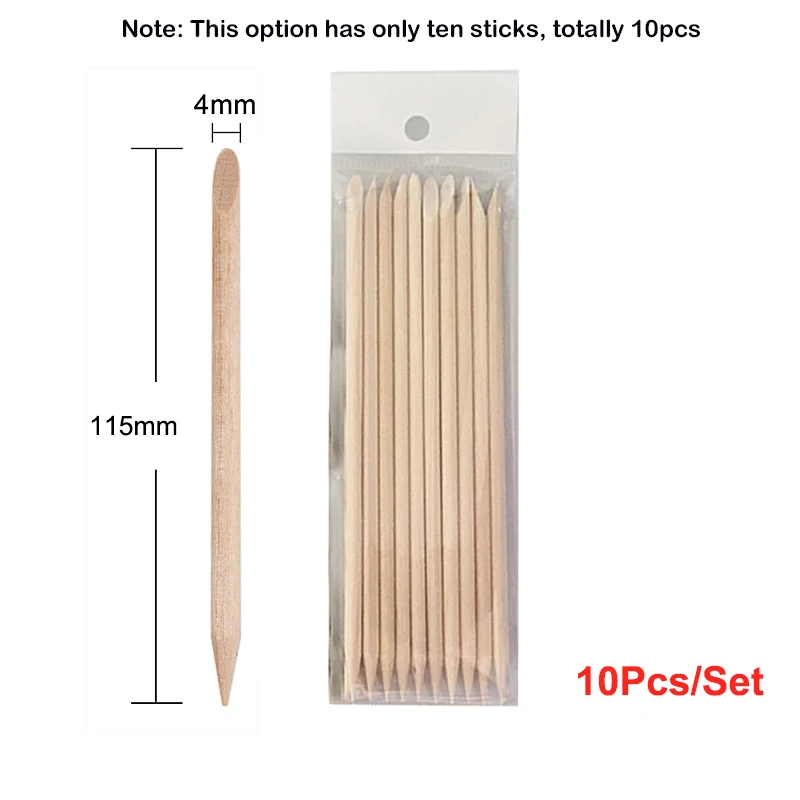 10pcs 100 шт./компл. 50 шт./компл. оранжевый Для женщин леди с двойным концом нейл-арта деревянные палочки для кутикулы толкатель Remover Педикюр набор инструментов для маникюра - Цвет: 10pcs