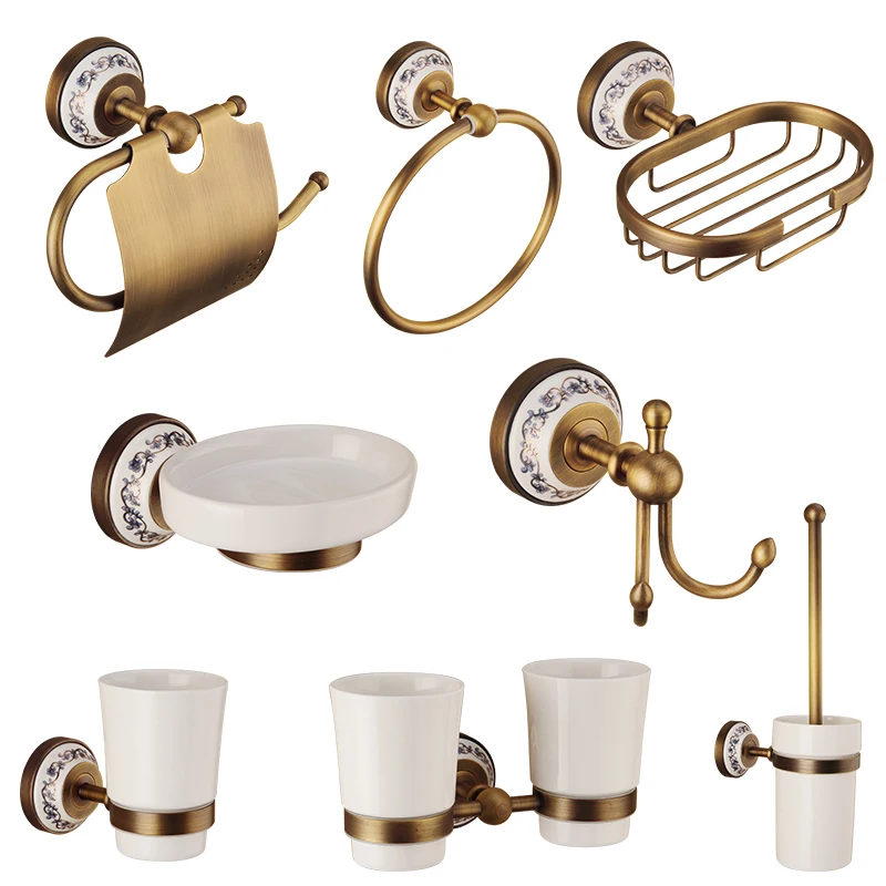 

Bath Hardware Sets Brass Copper Soap Dishes Towel Rings Robe Hooks Paper Holder Wastepaper Holders Cup Holders