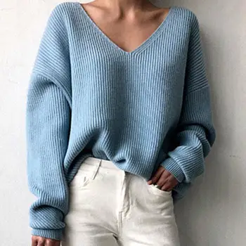 

Women Long Batwing Sleeve V Neck Irregular Hem Loose Ribbed Knitted Sweater Machine washable design batwing sleeve style