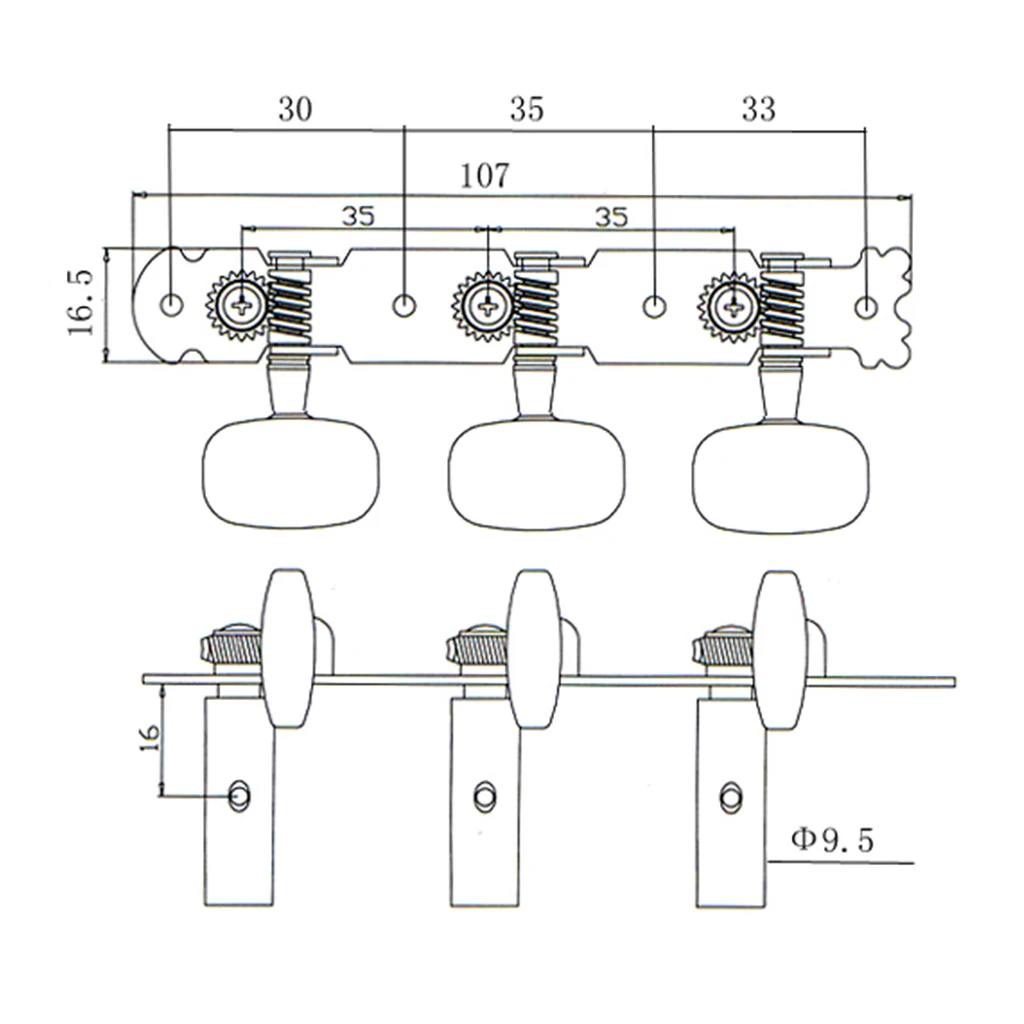 2pcs 3R3L Guitar Tuning Pegs Tuners With Cream Button For Classical Guitar