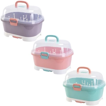 

Portable Baby Bottles Storage Box Drying Rack Plastic Tableware Dry Case Kid Travel Feeding Multi-Functional Storage Box