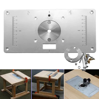 

235mm x 120mm x 8mm Router Table Plate 700C Aluminum Router Table Insert Plate + 4 Rings Screws for Woodworking Benches