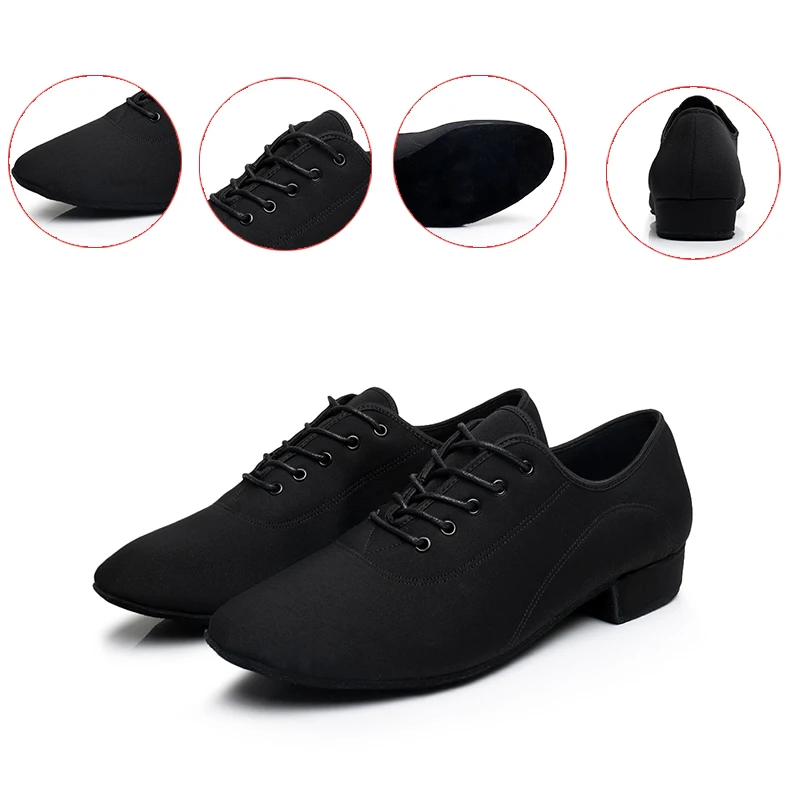 Men Modern Dance Shoes Boys Canvas Latin/Tango/Ballroom Shoes Rubber/Soft Sole Low Heels Man Dancing Black Professional dance shoes