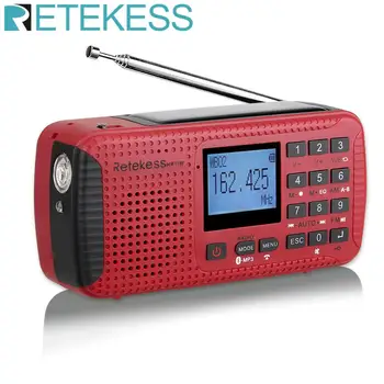 

Retekess HR11W FM/AM NOAA Weather Emergency Radio Hand Crank Solar Radio Bluetooth MP3 Player Digital Recorder Portable F9208C
