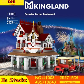 

New 11003 2527PCS MOC Parisian Restaurant Corner Creator Street View Model Building Blocks Bricks Compatible Lepining 10243 Toys