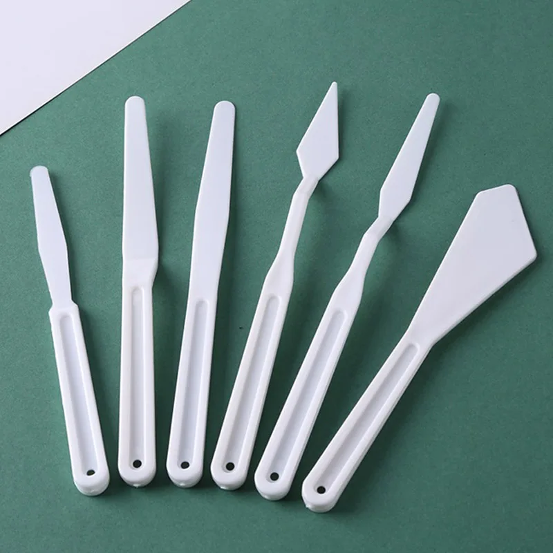 6pcs/lot Plastic Palette Knives Set Spatula Gouache Supplies for
