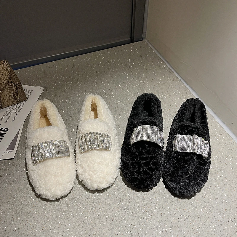 Loafers Women's Autumn and Winter 2022 New Style Plus Velvet Outer Wear Fashionable Versatile Comfortable Warm Flat Shoes Women