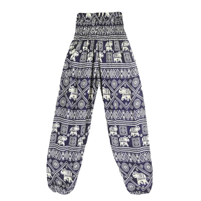 Women Red Elephant Design Loose Fit Harem Pants Hippie Workout Party Beach Pants Casual Trousers Dropshipping blue high waist