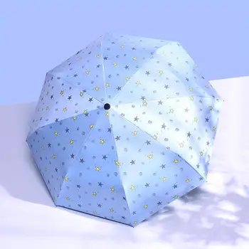 

Fashion Stars Print Folding Waterproof Windproof Anti UV Mini Umbrella Black Coating Cloth Parasol Household Rain Gear