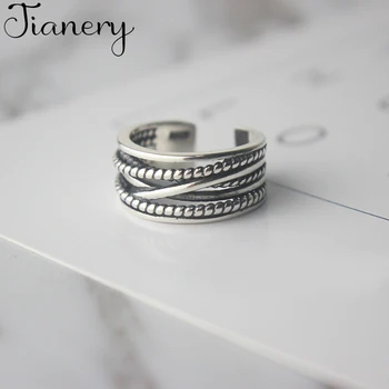 

JIANERY Fashion 925 Sterling Silver Multi-layer Rings For Women 2019 Female Finger Statement Fashion Jewelry