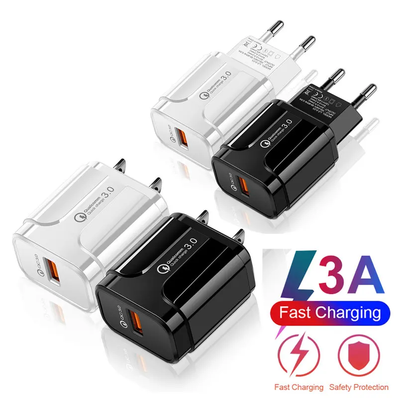 Сетевое зарядное устройство с Европейской/американской вилкой QC3.0 USB быстрое для
