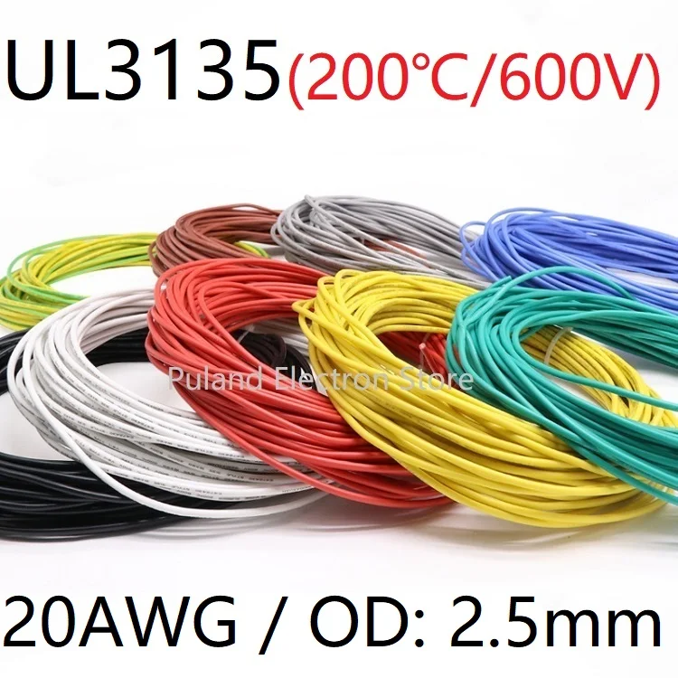 

UL3135 Silicone Rubber Wire Flexible 20AWG OD 2.5mm Insulated Soft Electronic Cable OFC Tinned Copper High Temperature Colorful