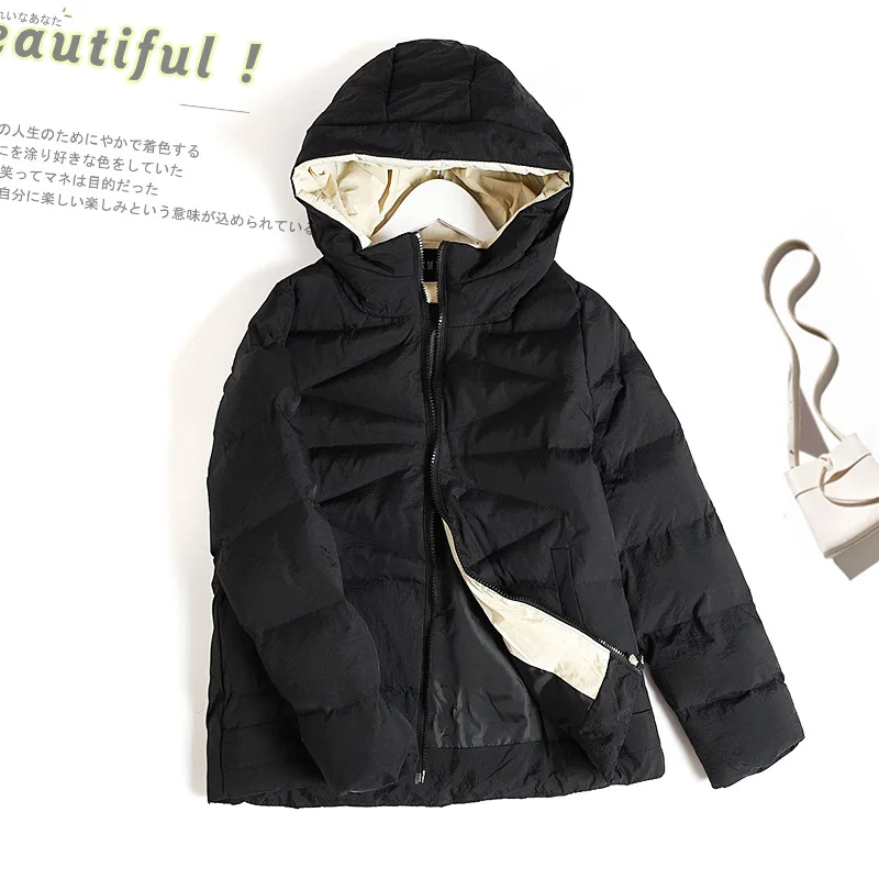 

Cotton-padded Clothes/Cotton Coat Solid Color Hooded Zipper 2018 Winter Long Sleeve Straight-Cut Pocket 2436