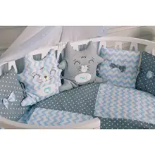 Набор постельного белья Incanto «Котята» для круглой кроватки, 10 предметов