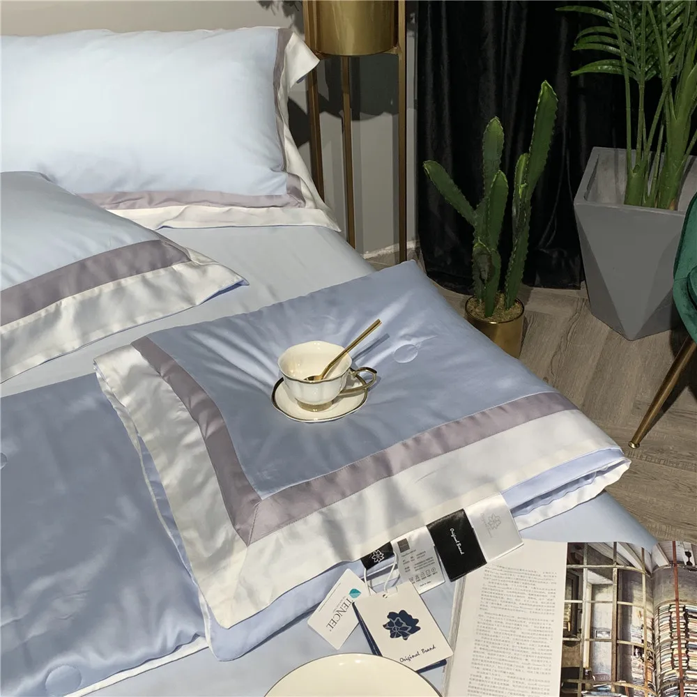 

Summer Plain Color 80 Tencel Summer Blanket Simple Solid Color Embroidered Viscose Bare Sleeping Airable Cover Thin Quilt Inner
