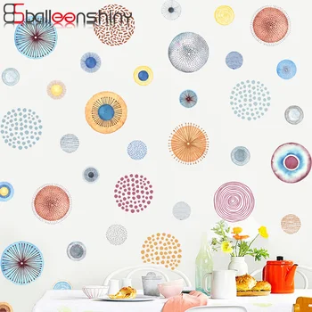 

Balleenshiny Color Circle Wall Stickers Bedroom Living Room TV Background Wall Decorative Reflective Sticker Home Decor Supplies