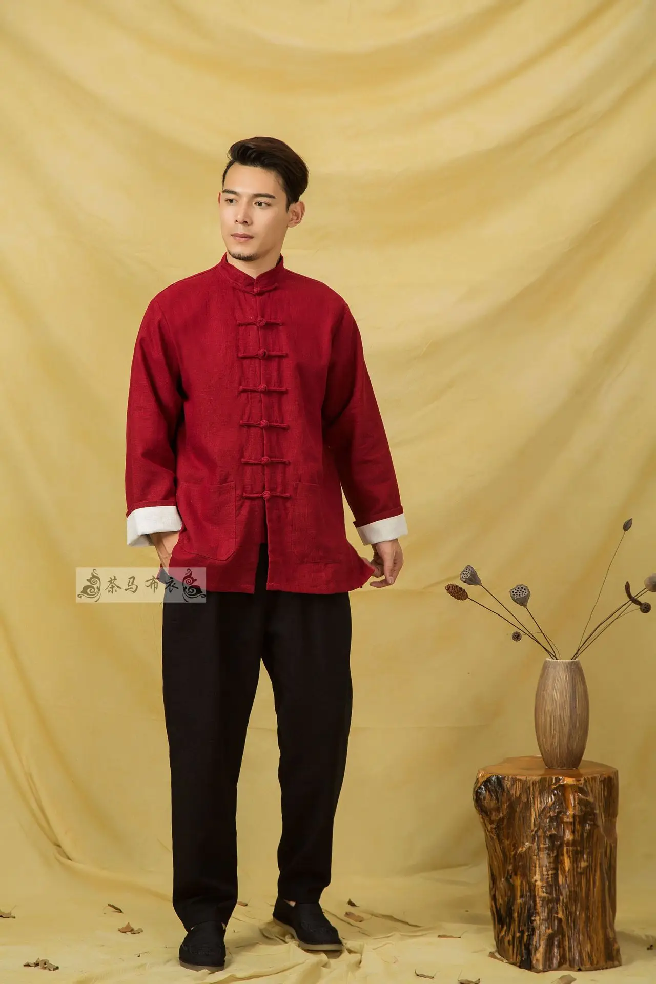 Осенние мужские льняные куртки Hanfu в китайском стиле, традиционные топы, костюм Tang, Свободная блуза с длинными рукавами, Восточная одежда Kung Fu Asia