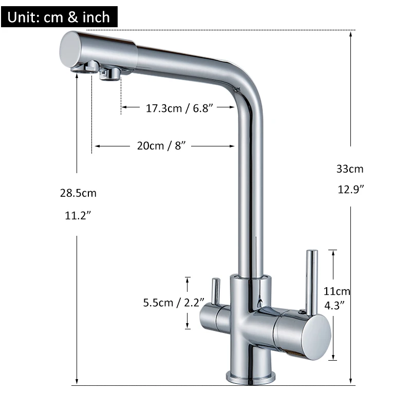  Vidric Chrome Waterfilter Taps Kitchen Faucets Mixer Drinking Water Filter 3 way Kitchen Faucet Sin - 4000246352145