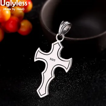 

Uglyless Irregular Cross Pendants for Women GOD Bless U Jesus Necklaces NO Chains Thai Silver Catholicism Jewelry 925 Silver