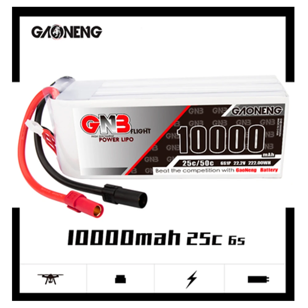 GAONENG 10000mAh 6S 25C 22.2v Unmanned Aerial Model Plant Protection Aachine Battery Four Axis Multi Axis