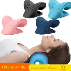 Neck Shoulder Stretcher Relaxer Cervical Chiropractic Traction Device Pillow for Pain Relief Cervical Spine Alignment Gift