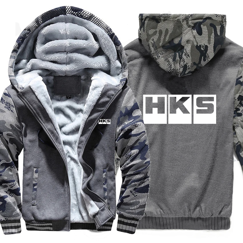 Худи HKS зимняя камуфляжная куртка с рукавом мужская флисовая толстовка с логотипом HKS - Цвет: As picture