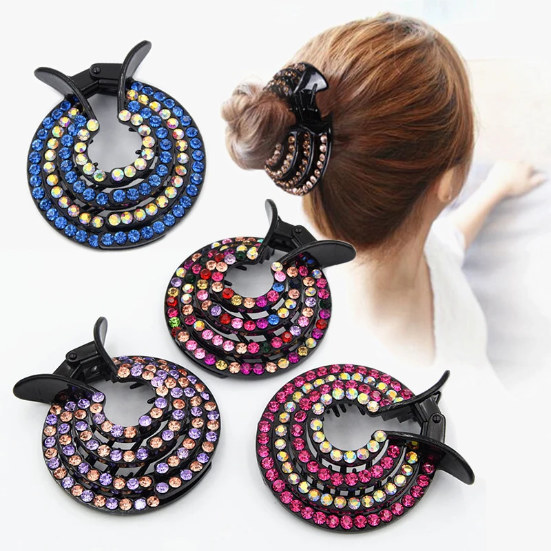 

New 1PC Half-balloon Hair Clip Women Nest Expanding Rhinestone Hairpin Girls Fashion Hair Claws Hair Bun Holders Accessories