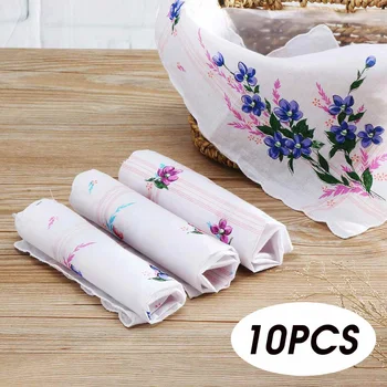 

10Pcs Cotton Square Vintage Floral Flower Bird Handkerchief Girl Lady Women Portable Napkin Embroidered Hanky Handkerchief Towel