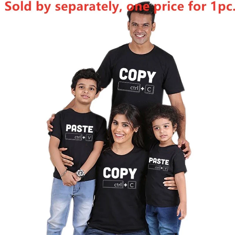 Funny Copy Paste Ctrl C Ctrl V Family Matching Tshirts Cotton Baby Bodysuits Dad T-shirt Summer Family Look Daddy and Me Outfits 4